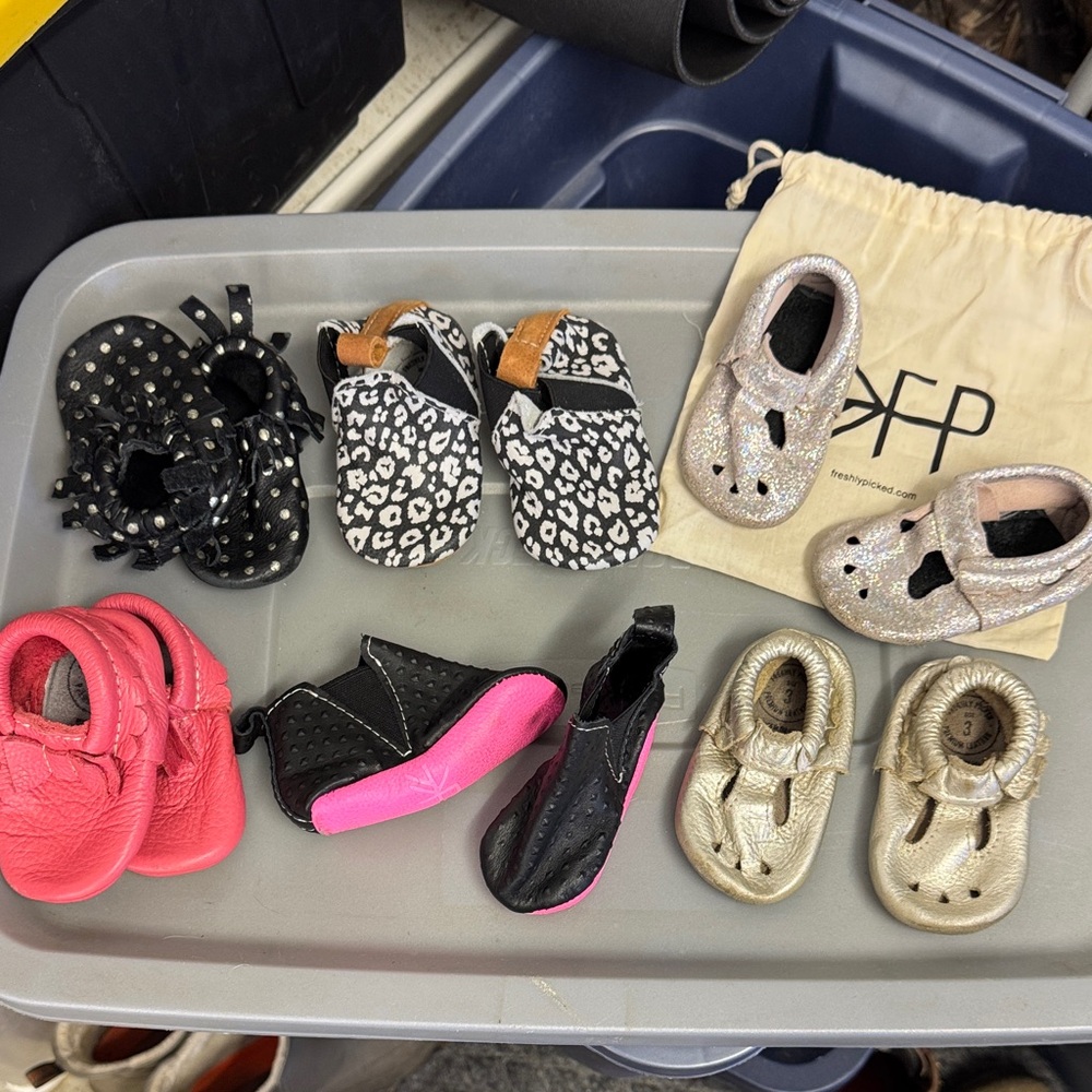 Freshly Picked Gold, Black, and Pink Moccasins